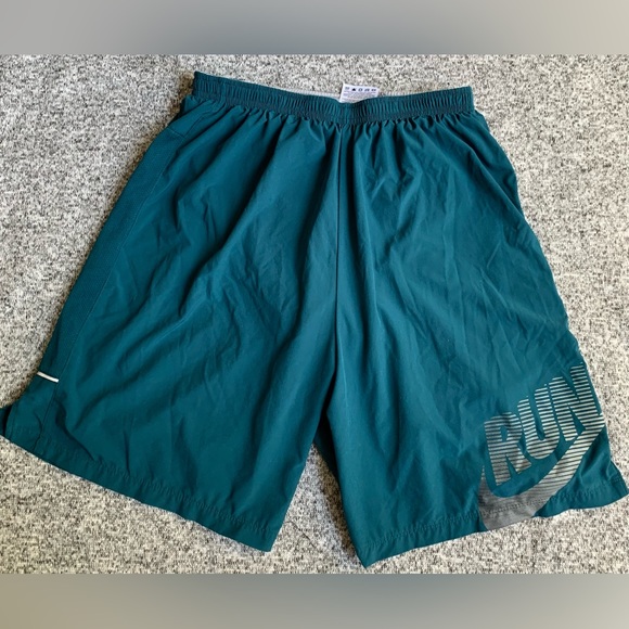 NIKE RUN LOGO MENS TEAL TRAINING SHORTS - SIZE MEDIUM - RUNNING SHORT ACTIVEWEAR - Picture 7 of 10